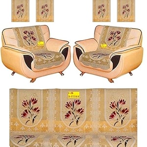 fab nation premium 11 seater sofa cover with arms net polyster fabric in excluive multicolour floral design sofa cover yellow