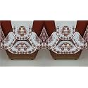 Fab Nation Set of 2 Seater Sofa Covers with Arms Set 1+1 Sofa Cover Floral Brown, Premium Polyster Net Sofa Cover