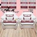 Fab Nation Maroon &amp; Cream Color Sofa Cover/Slipcover with Arms - 1+1 Seater Sofa Set/Exclusive Designer Sofa Covers/Single Seater Sofa Cover Set