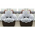 Fab Nation Set of 1+1 Seater Sofa Covers Set with Arms White,Polyster Net Sofa Cover