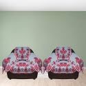 Fab Nation Set of 2 Seater Sofa Covers with Arms Set 1+1 Sofa Cover Pink, Premium Polyster Net Sofa Cover