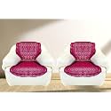 Fab Nation Sofa Covers | Exclusive Designer Lace for 2 Seater Sofa Covers (1+1) Maroon Net Sofa Covers &amp; Chair Covers Set | Color - Mahrun