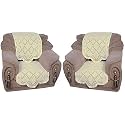 Fab Nation Set of 1+1 Seater Sofa Covers Set Cream/Off-White, Polyester Net Sofa Cover