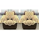Fab Nation Set of 1+1 Seater Sofa Covers Set with Arms Cream,Polyster Net Sofa Cover