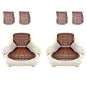 Fab Nation Set of 1+1 Seater Sofa Covers Set with Arms Brown, Polyster Net Sofa Cover