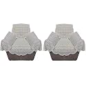 Fab Nation Set of 1+1 Seater Sofa Covers Set with Arms Beige,Polyster Net Sofa Cover