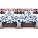 Fab Nation Set of 2 Seater Sofa Covers with Arms Set 1+1 Sofa Cover White &amp; Blue, Premium Polyster Net Sofa Cover