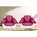 Fab Nation Sofa Covers | Exclusive Designer Lace for 2 Seater Sofa Covers with Arms (1+1) Maroon Net Sofa Covers &amp; Chair Covers Set