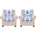 Fab Nation Set of 1+1 Seater Sofa Covers Set Blue,Premium Polyster Net Sofa Cover