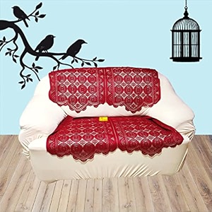 fab nation set of 2 seater sofa covers set maroon polyester net sofa cover