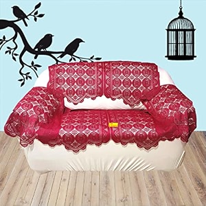 fab nation set of 2 seater sofa covers set with arms maroonpolyster net sofa cover