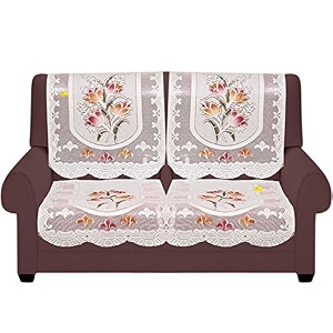 fab nation set of 2 seater sofa covers set with arms brownpolyster net sofa cover