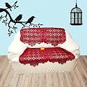 Fab Nation Set of 2 Seater Sofa Covers Set Maroon, Polyester Net Sofa Cover