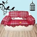 Fab Nation Set of 2 Seater Sofa Covers Set with Arms Maroon,Polyster Net Sofa Cover