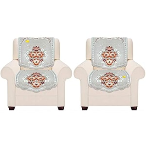 fab nation set of 2 single seater sofa covers set multicolorpolyster net sofa cover