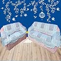 Fab Nation Silver Color Sofa Cover/Slipcover - 5 Seater Sofa Set/Exclusive Designer Sofa Covers/ 3+2 Seater Sofa Cover Sets with Arm Covers
