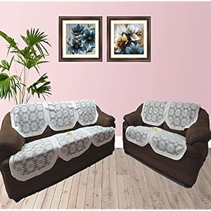 fab nation sofa cover 3 seater and 2 seater set polyester blend sofa cover - net sofa amp chair cover set creamoff-white