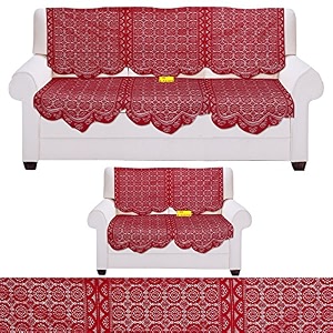 fab nation sofa cover 3 seater and 2 seater maroon 5 seater sofa cover in net poleyster fabric in exclusive italian lace floral design