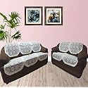 Fab Nation Sofa Cover 3 Seater and 2 Seater Set, Polyester Blend Sofa Cover - Net Sofa &amp; Chair Cover Set (Cream,Off-White)