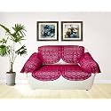 Fab Nation Sofa Covers | Exclusive Designer Lace for 2 Seater Sofa with Sofa Arm Covers - Maroon Net Sofa Covers &amp; Chair Covers Set | Color - Mahrun