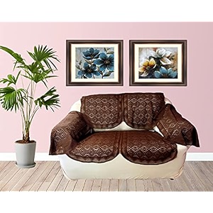 fab nation amazon great indian festival sale sofa covers of exclusive lace for 2 seater sofa with 2 arm covers - brown net sofa covers and chair covers set