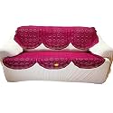 Fab Nation Sofa Covers of Exclusive LACE for 3 Seater Sofa - Maroon Net Sofa Covers and Chair Covers Set