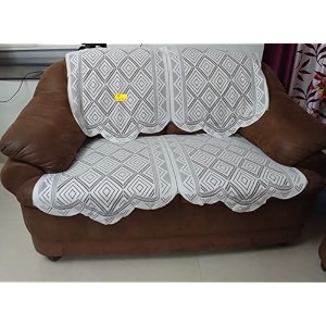 fab nation sofa covers - set of 2 seater  set white polyster net sofa cover