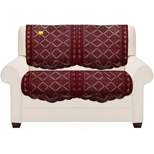 fab nation sofa covers set of 2 seater - maroon polyester net sofa cover