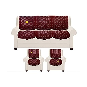 fab nation sofa covers set of 5 seater cotton set maroon checks