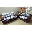 Fab Nation Sofa Covers Set of 5 Seater Cotton - Blue Sofa Cover - Traditional Designer