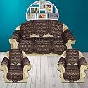Fab Nation Sofa Covers Set of 5 Seater Cotton - Brown Sofa Cover with 6 ARM Covers