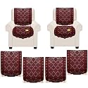 Fab Nation Sofa Covers Set | Set of 1+1 Seater with Arms | Polyster Net Sofa Cover | Color - Maroon