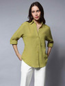 Fab Star Women Solid Casual Green Shirt