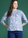 Fab8Sight Casual Printed Women Blue Top