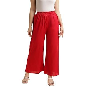 Fabclub Womens Heavy Rayon Solid Plain Palazzo