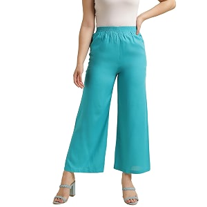 Fabclub Womens Heavy Rayon Solid Plain Palazzo