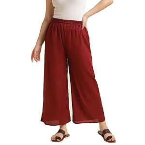 Fabclub Womens Heavy Rayon Solid Plain Palazzo