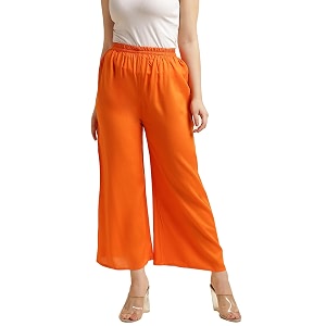 Fabclub Womens Heavy Rayon Solid Plain Palazzo