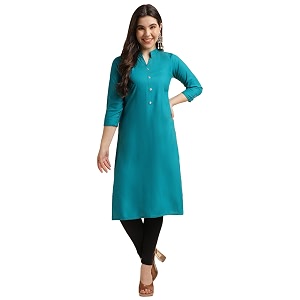 Fabclub Womens Rayon Solid Plain Straight Kurti