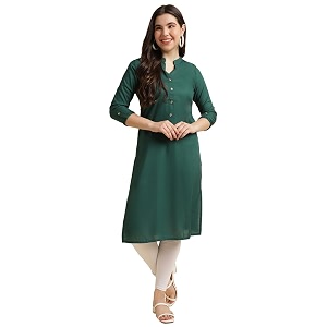 Fabclub Womens Rayon Solid Plain Straight Kurti