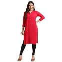 Fabclub Women39s Rayon Solid Plain Straight Kurti
