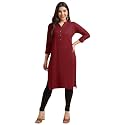 Fabclub Women39s Rayon Solid Plain Straight Kurti