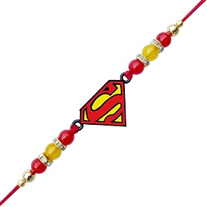 fabdrap - superhero cartoon rakhi for kids brothersister - set of 2  set of 3 rakhi with greeting card amp roli chawal