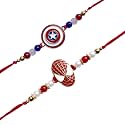 Fabdrap - Superhero Cartoon Rakhi for Kids Brother/Sister - Set of 2 / Set of 3 Rakhi with Greeting Card &amp; Roli Chawal