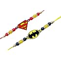 Fabdrap - Superhero Cartoon Rakhi for Kids Brother/Sister - Set of 2 / Set of 3 Rakhi with Greeting Card &amp; Roli Chawal
