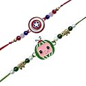 Fabdrap - Superhero Cartoon Rakhi for Kids Brother/Sister - Set of 2 / Set of 3 Rakhi with Greeting Card &amp; Roli Chawal