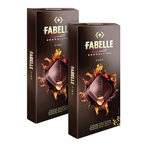 fabelle fire centre-filled luxury dark chocolate bar infused with white mousse and chilli 131g pack of 2