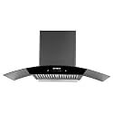 Faber 90 cm 1320 m³/hr Curved Glass Kitchen Chimney | 3 Layer Baffle Filter | Gravity Suction| Touch&amp;Gesture Control | Oil Collector | 12 years warranty on Motor| Hood Feel Pro TC SC BF BK 90 | Black