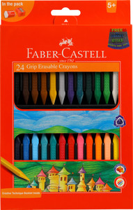 FABER-CASTELL 24 Grip Erasable Crayons Assorted