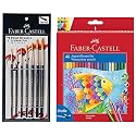 Faber-Castell Design Series Aquarelle Full Length Water Color Pencils - 48 Shades Student Acrylic 9 ml Set of 24 (Red)
